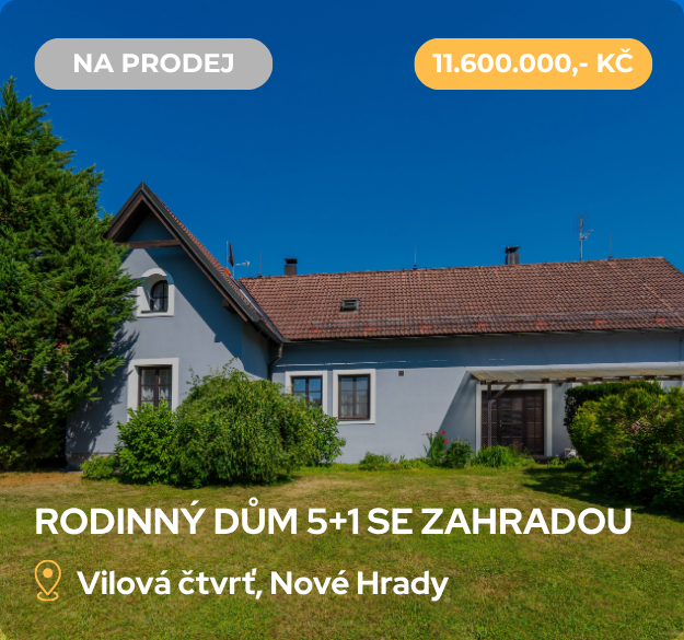 Prodej rodinného domu 5+1 se zahradou v Nových Hradech 